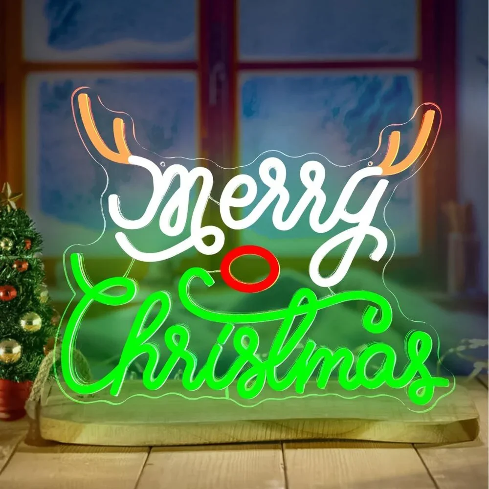 Dimmable Merry Christmas Neon Light Up Sign for Party Gift Bedroom Home Decor