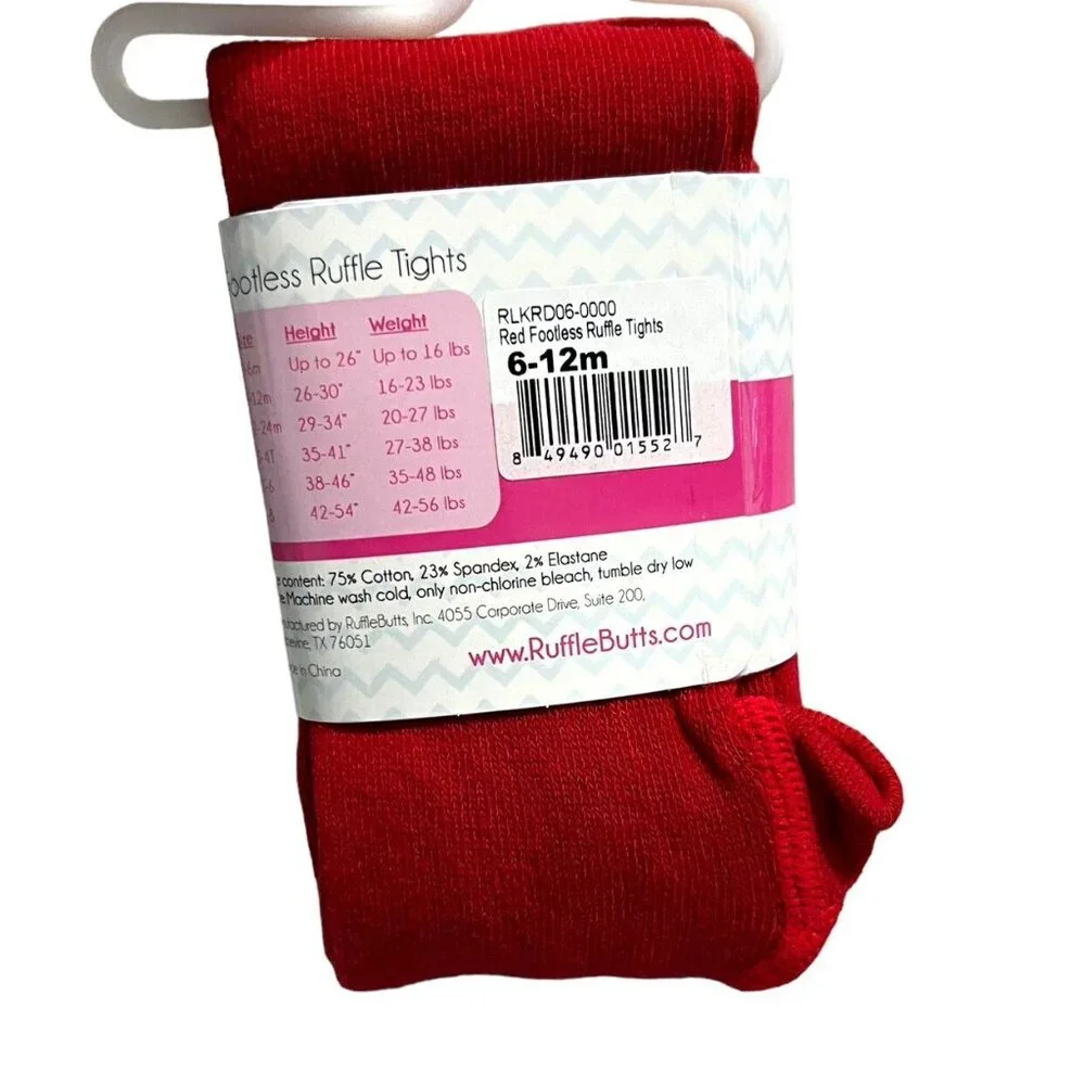 NEW Ruffle Butts 6-12m Red Footless Ruffle Tights