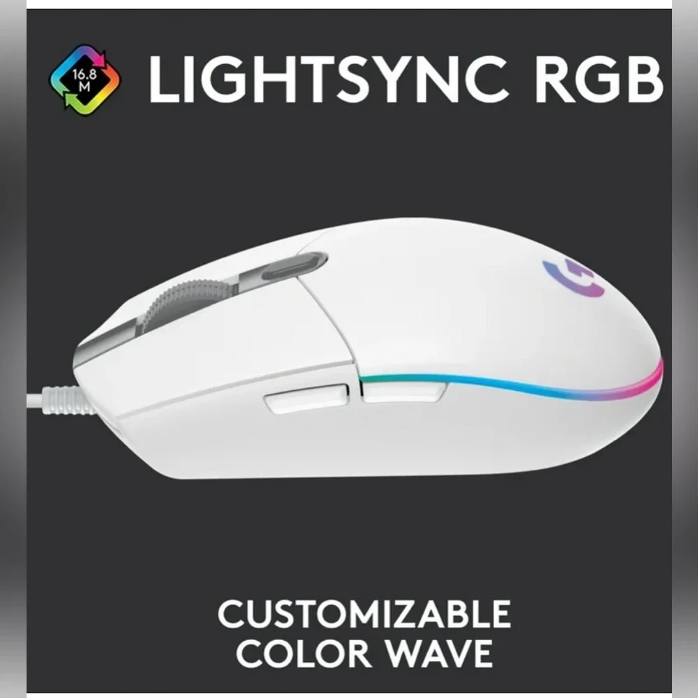 Logitech G203 Lightsync Wired Gaming Mouse - White