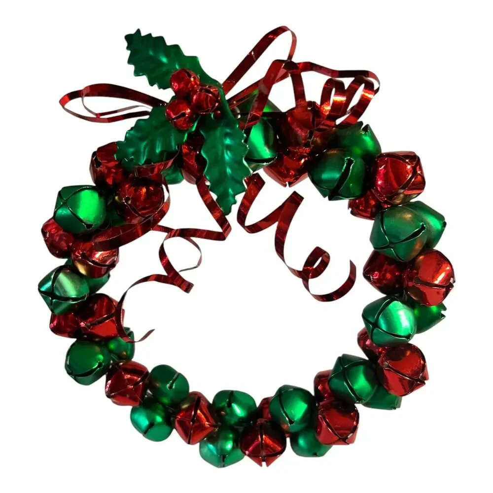 Vintage Christmas Bell Wreath Holiday Door Wall Decor Red/Green