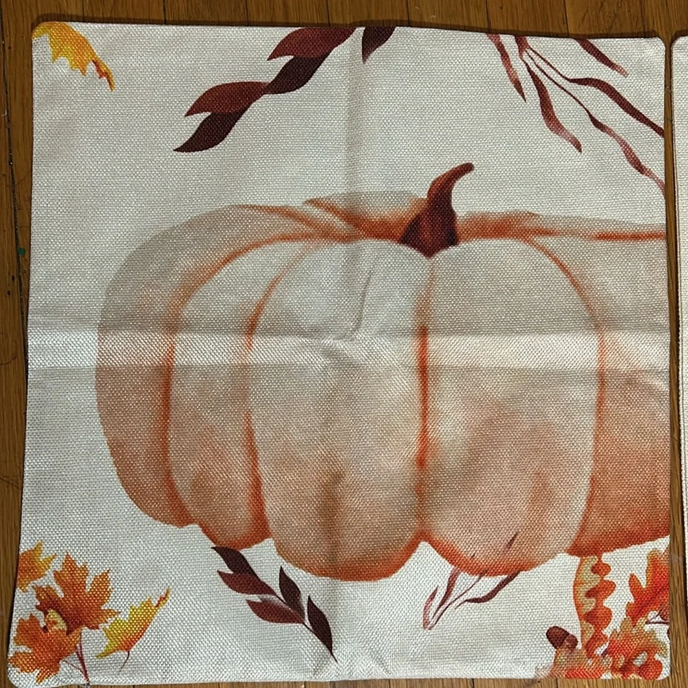 Pumpkin fall leaves pillow cover new tan orange