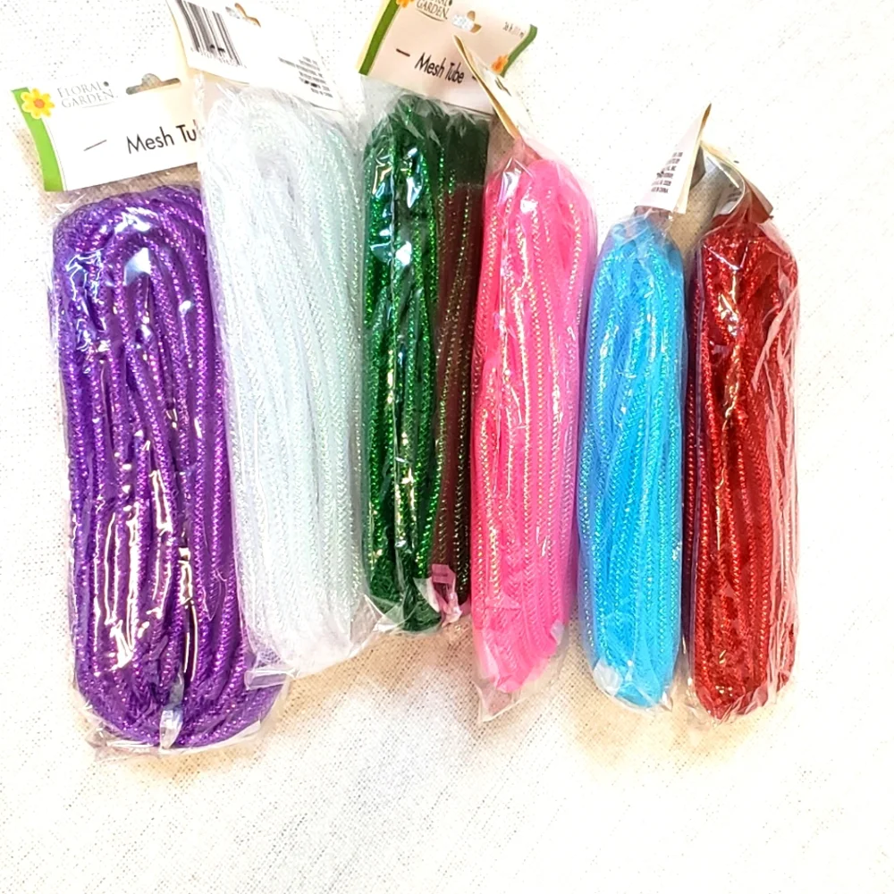 Arts Crafts Decorative Floral Garden Mesh Garland Plastic Purple Tubing 36 ft
