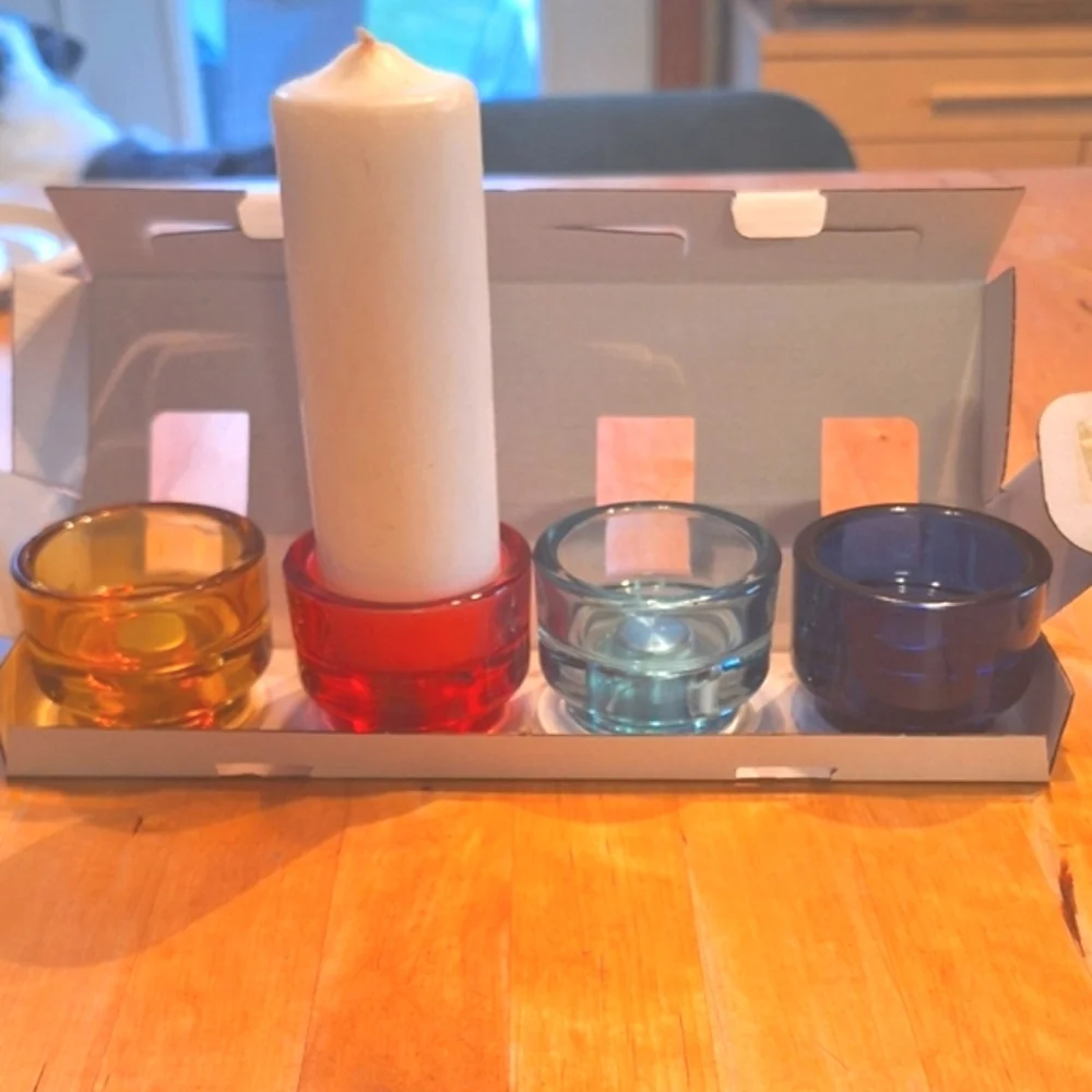 NWT Ikea Ädelhet convertible candle holders (4) and 2 inch flameless candles (3)