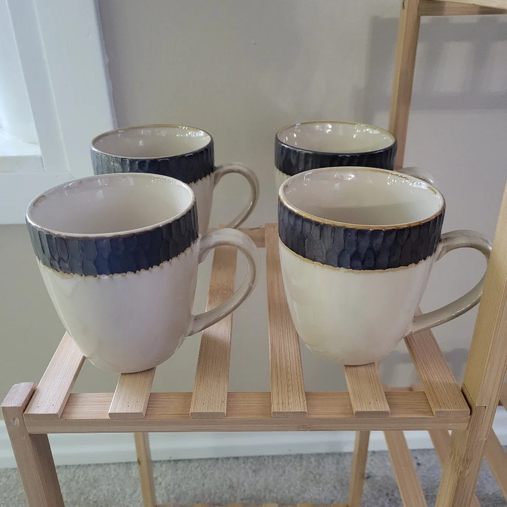 Crate&Barrel Scavo Dinnerware Coffee Tea Cups Mugs Set of 4 Retired Pattern