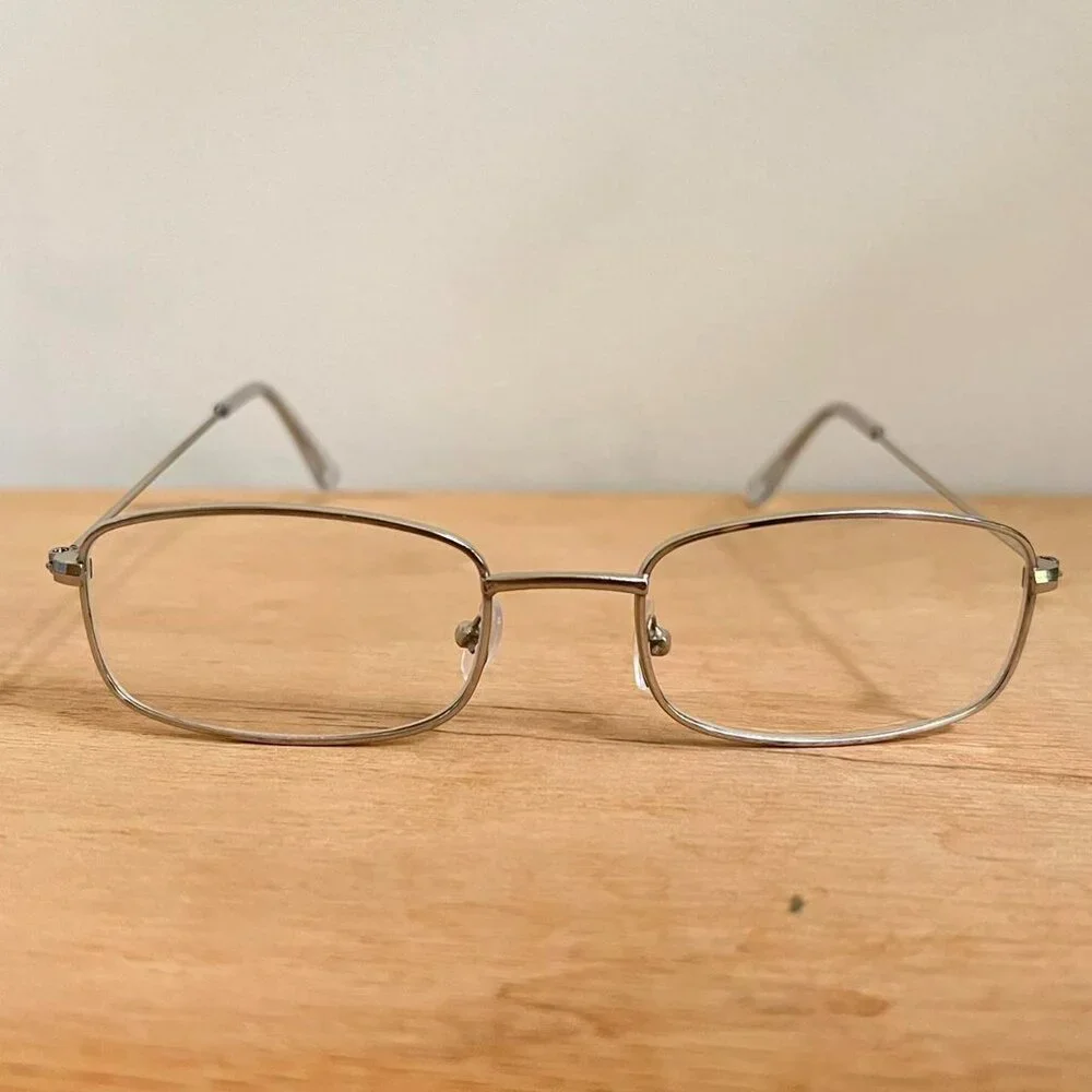 silver trim clear lens sunglasses