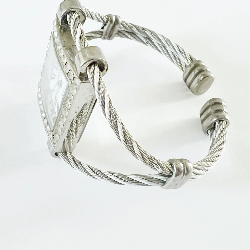New Watch Bracelet 25mm Square Case Crystal Bezel Quartz