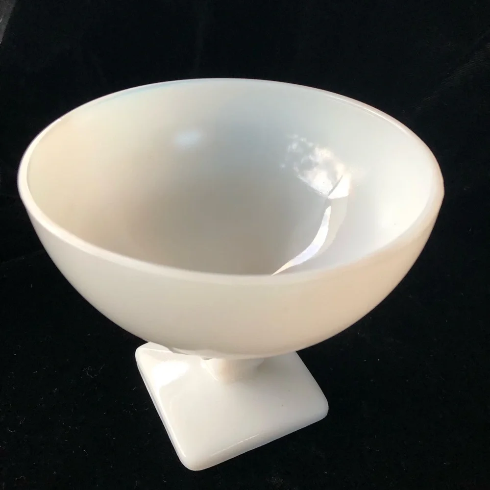 Vintage Art Deco Milk Glass Footed Pedestal Bowl / Vase  5