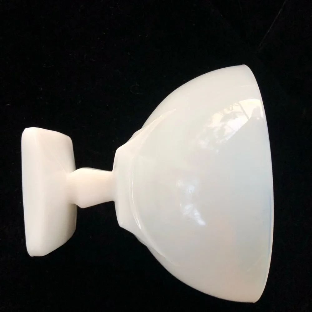 Vintage Art Deco Milk Glass Footed Pedestal Bowl / Vase  5