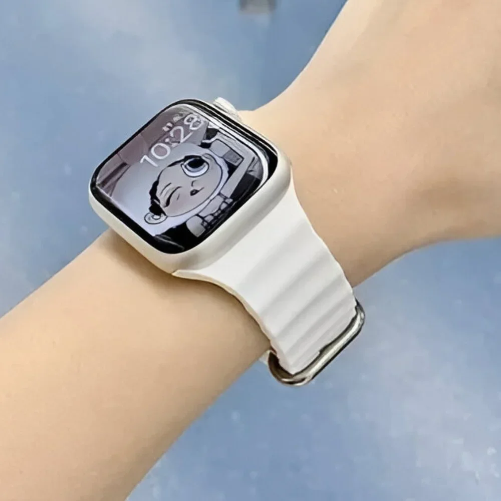 Apple Watch Band Silicone Waterproof Sport Ocean Strap for Apple Watch - White