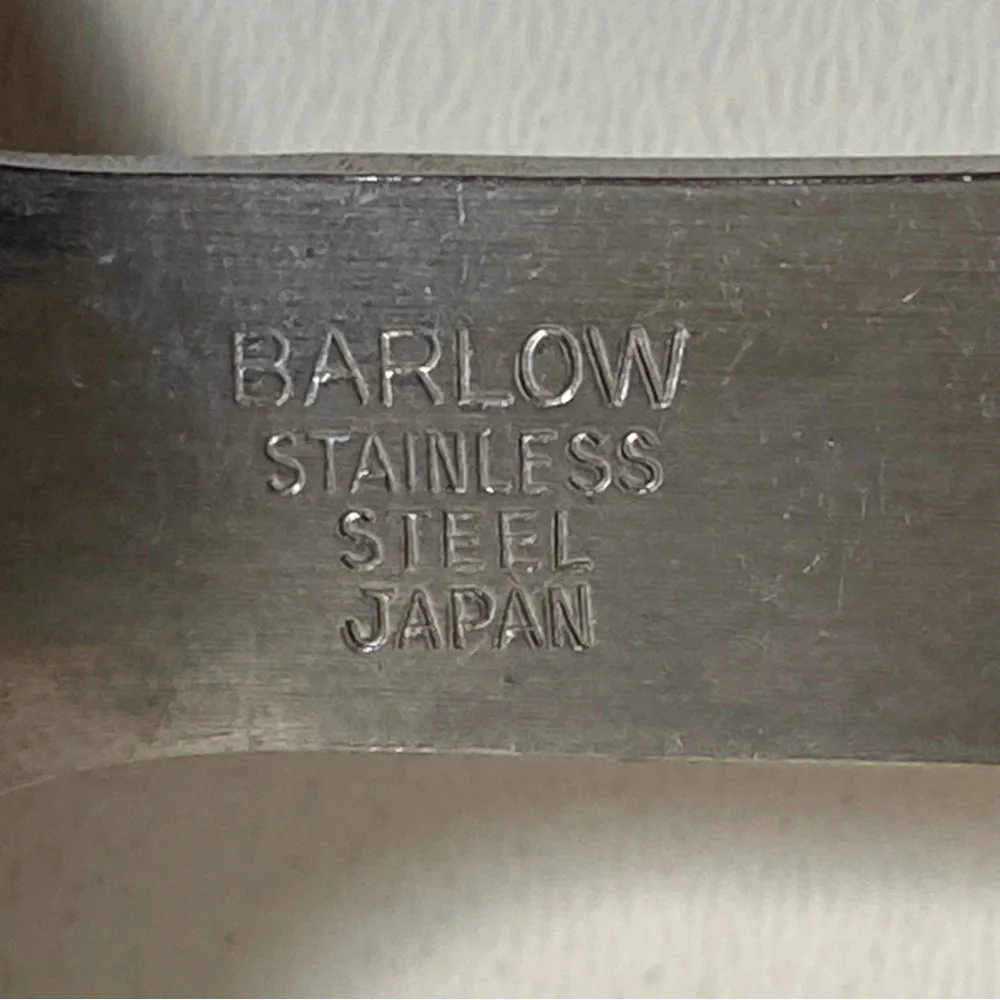 Vintage Barlow 1960s Japanese MCM Stainless Wood Salad Server Set 11” Length