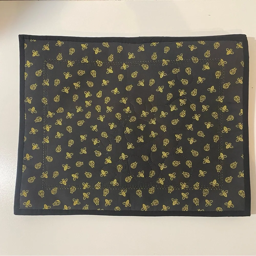 Set of 4 Quilted Sunflower & Butterflies Cotton Placemats 16”x20”