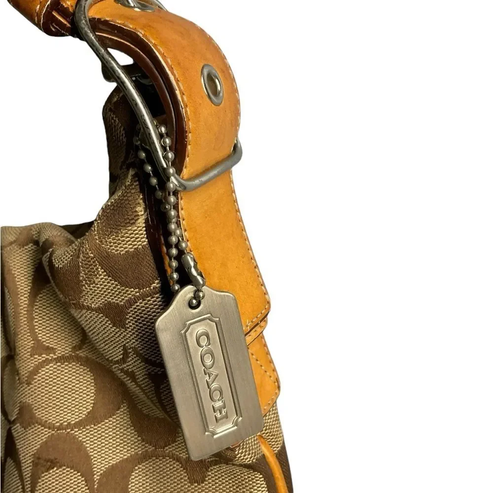 VTG Coach Hobo Signature Canvas Leather Brown Tote Handbag Purse Style #6347