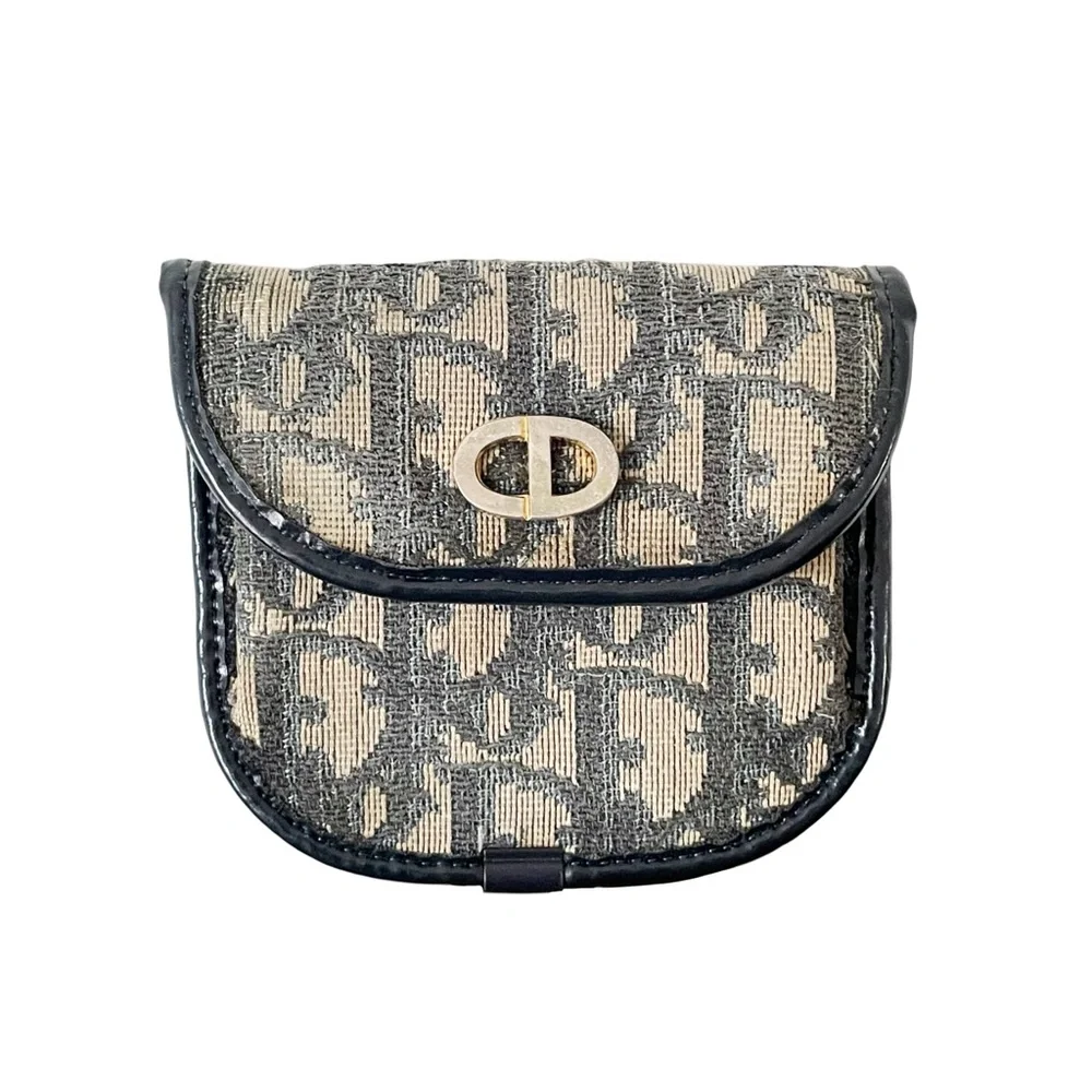 Christian Dior vintage blue trotter monogram canvas pouch