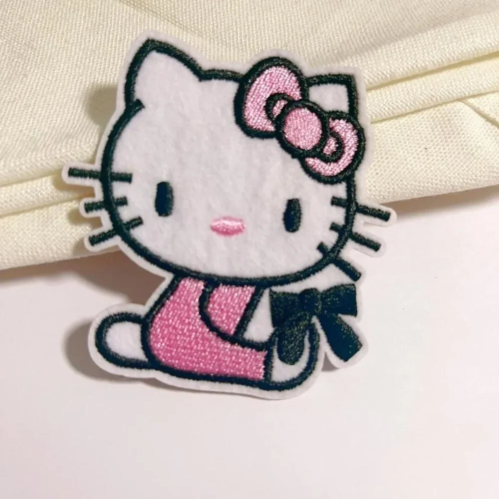 A15009-Pink Hello‎ Kitty with Black Bow-Iron on Patch