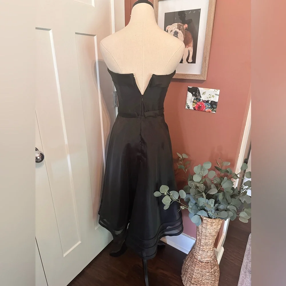 Vintage Mori Lee by Madeline Gardner black strapless sheer zipper 3/4 dress