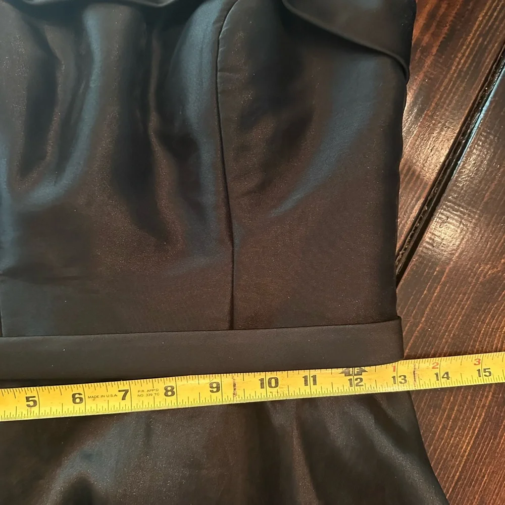 Vintage Mori Lee by Madeline Gardner black strapless sheer zipper 3/4 dress
