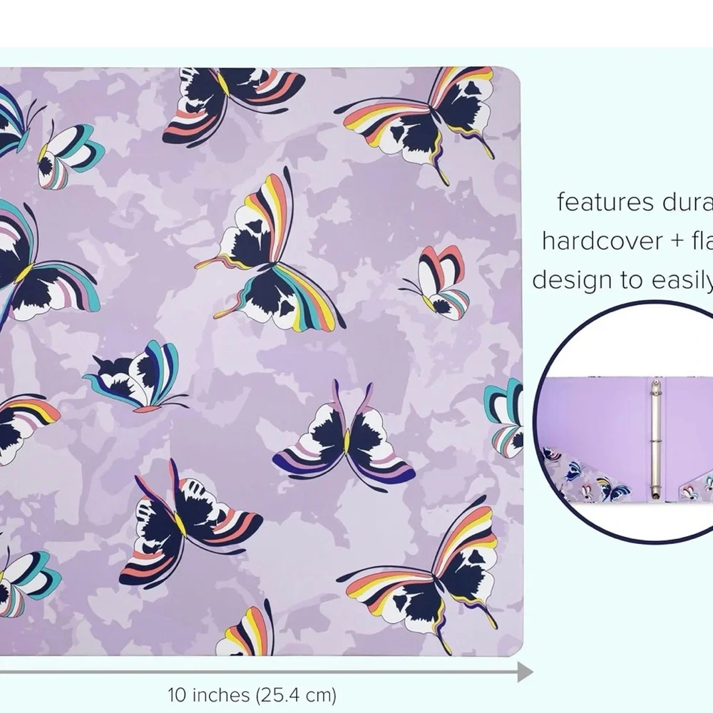 Vera Bradley Lavender Butterflies Three-Ring Binder with Interior Pockets (NWT)