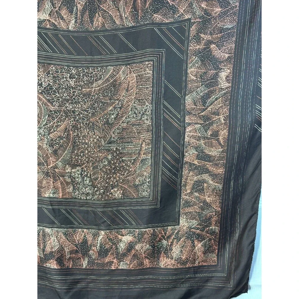 Ladies Scarf 100% Silk Hand Painted & Hand Rolled Brown 31in x 29.5in Abstract