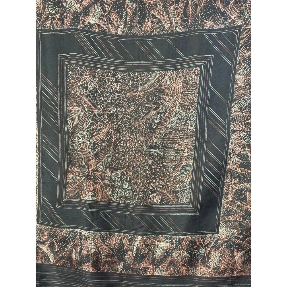 Ladies Scarf 100% Silk Hand Painted & Hand Rolled Brown 31in x 29.5in Abstract
