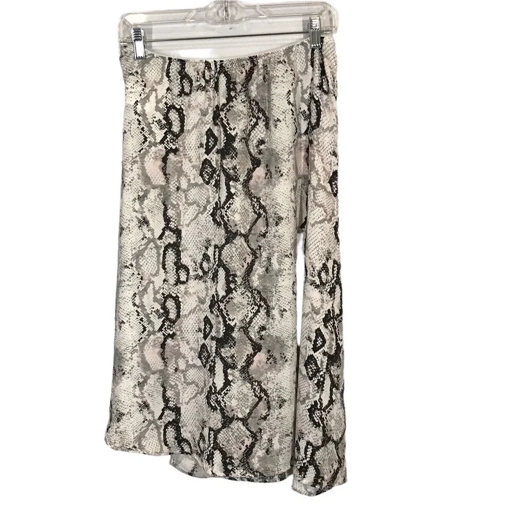 Laundry By Shelli Segal D Ring Midi Skirt Grey Printed Raven Python Small