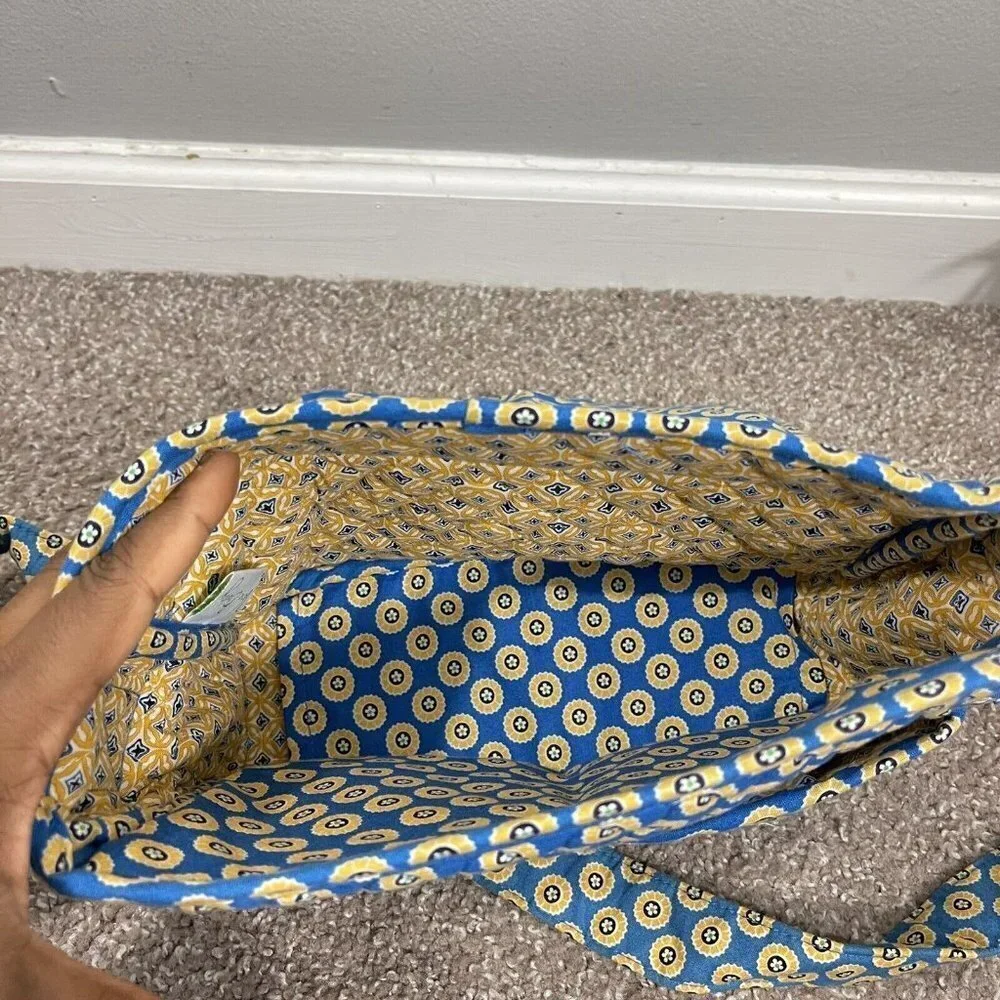 Vera Bradley Riviera Blue Yellow Lindsay Messenger Purse Hipster Crossbody