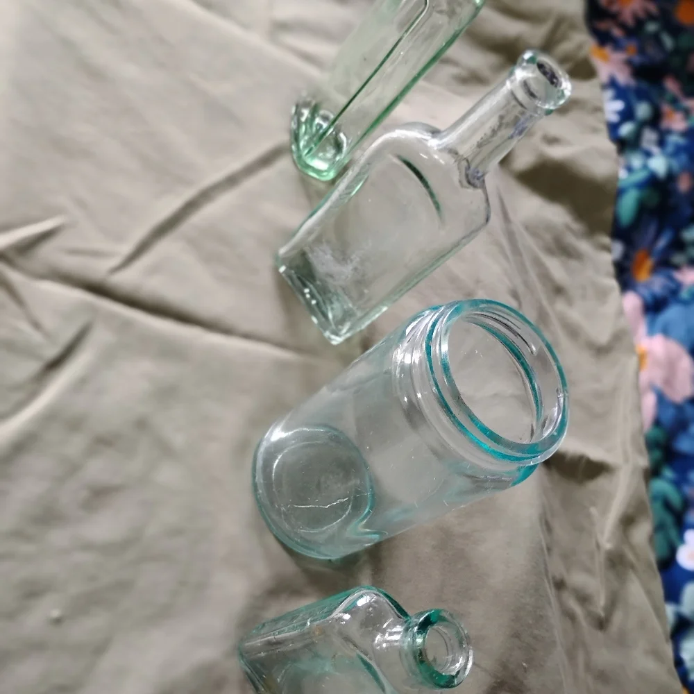 Vintage light blue glass bottles