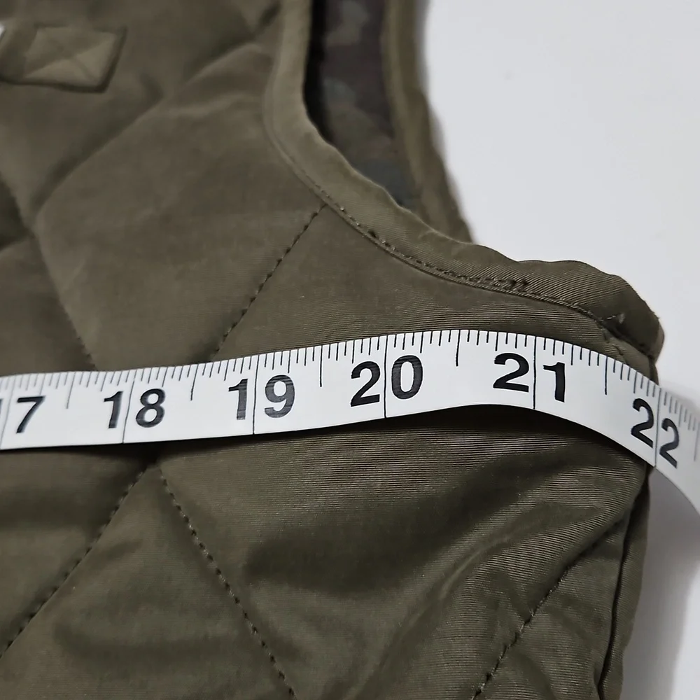 Ocean Coast Quilted Camo Lined Green Zip-Up Men's Vest W/Pockets Size M  #1022
