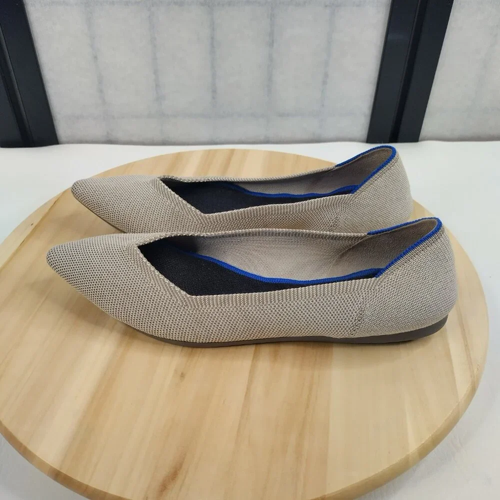 Rothy's Points Classic Light Gray Slip-On Washable Flats Shoes Women US 9.5