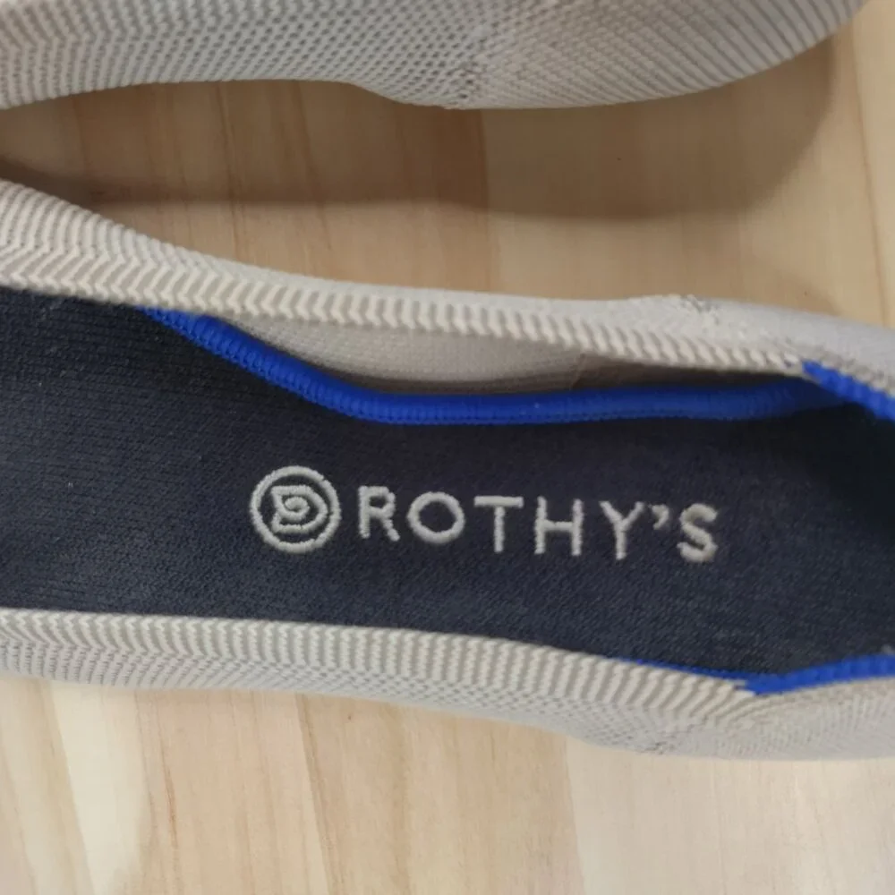 Rothy's Points Classic Light Gray Slip-On Washable Flats Shoes Women US 9.5