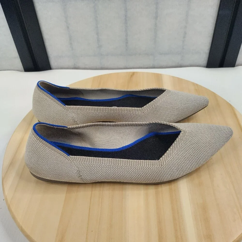Rothy's Points Classic Light Gray Slip-On Washable Flats Shoes Women US 9.5