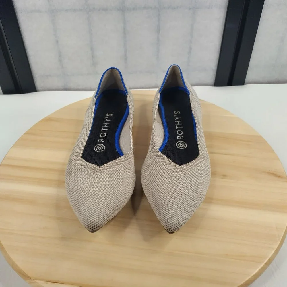 Rothy's Points Classic Light Gray Slip-On Washable Flats Shoes Women US 9.5
