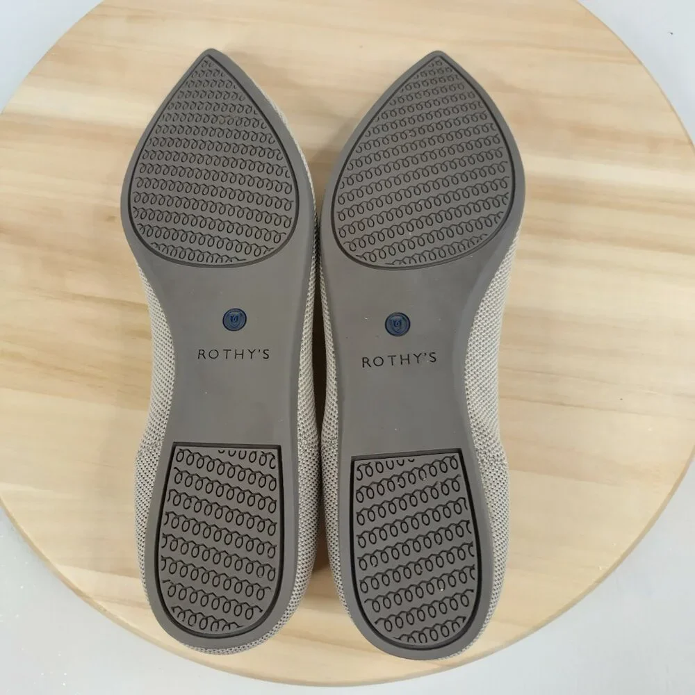 Rothy's Points Classic Light Gray Slip-On Washable Flats Shoes Women US 9.5