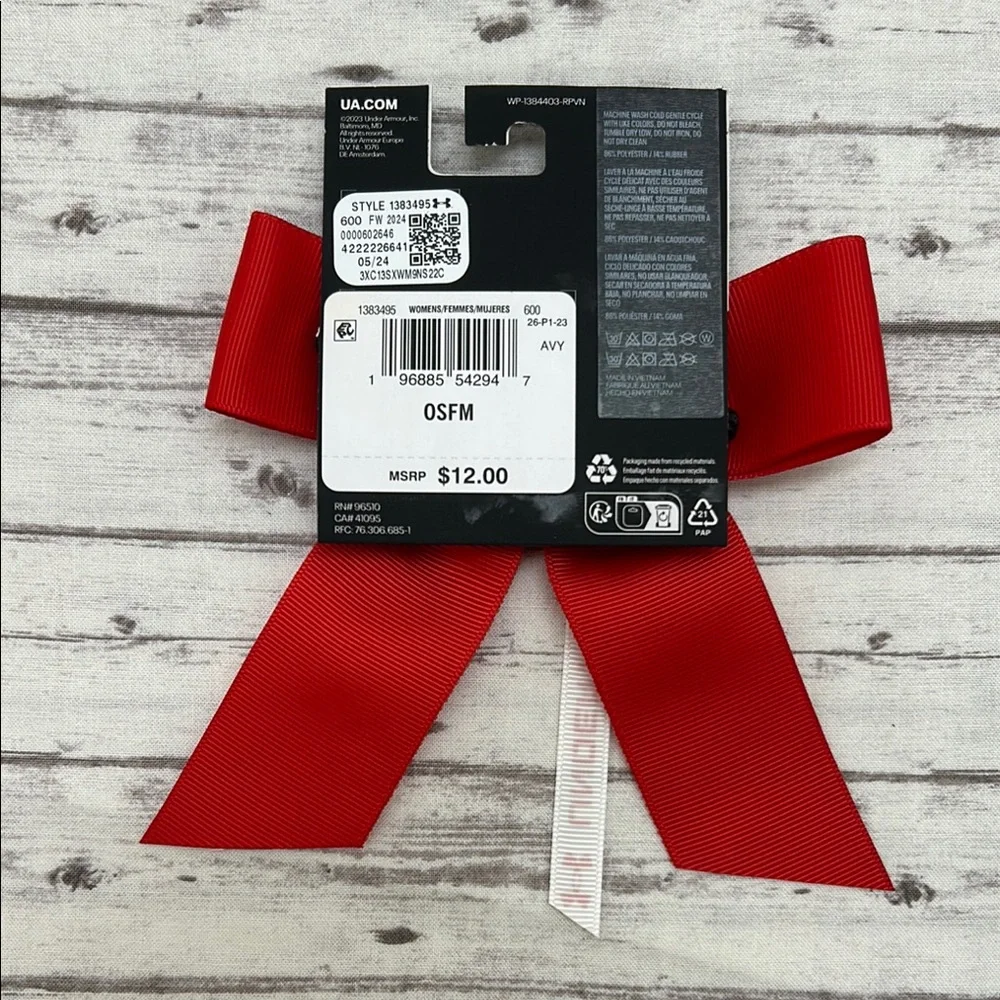 Under Armour Red and White Hair Bow Accessory