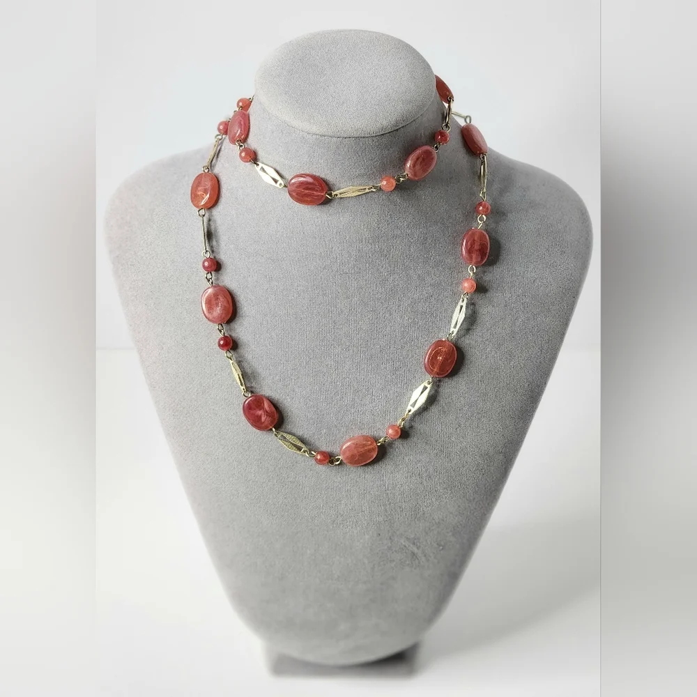 Vintage Pink Lucite Linked Necklace