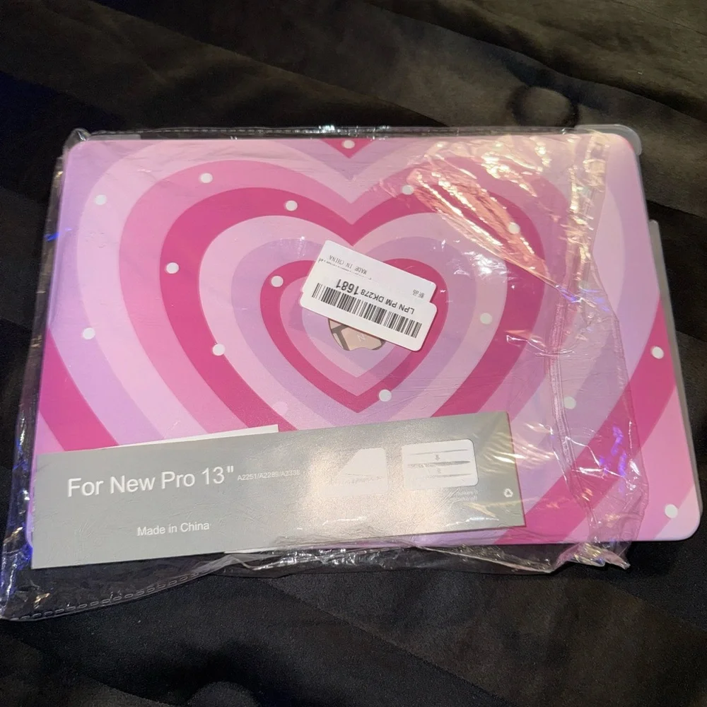 Apple Pink and Gray MacBook Laptop with Heart Design Pro 13 A2338 M1 A2251 A2289
