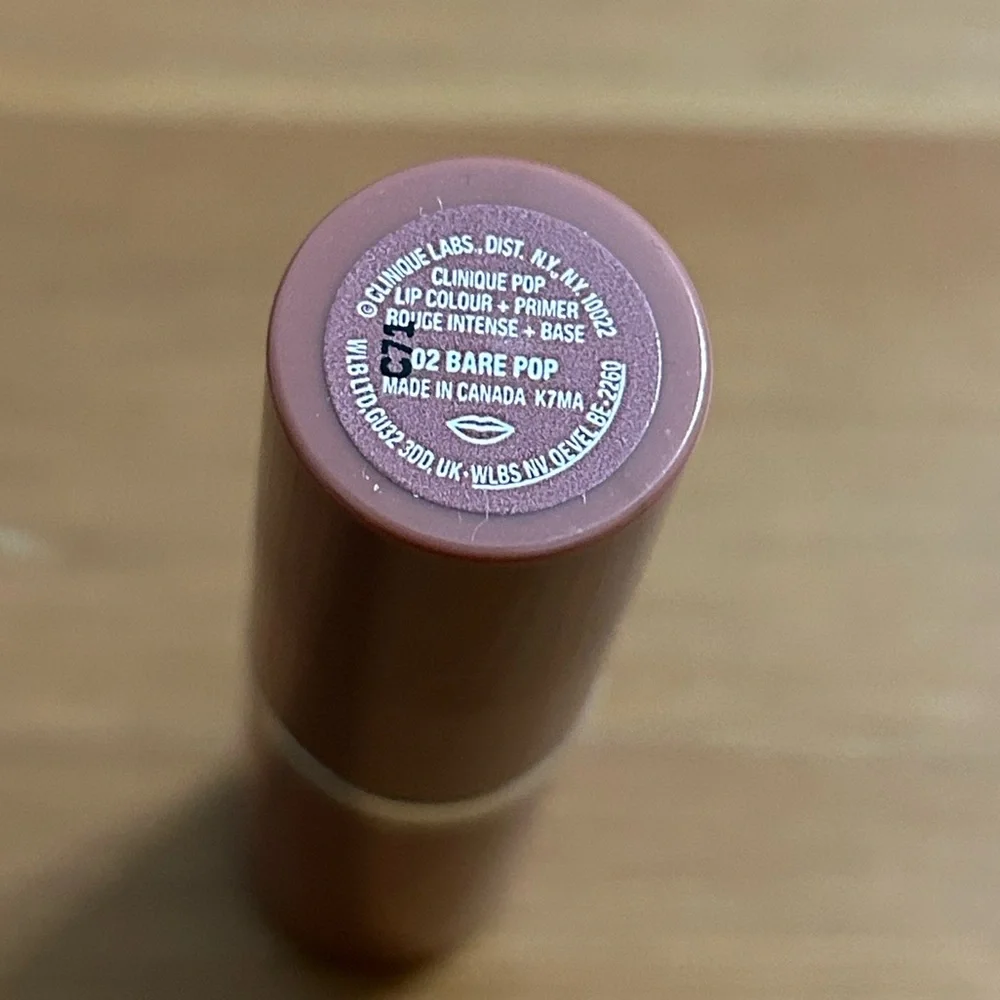 Clinique lipstick pop lip color + primer in 02 bare pop. Travel size