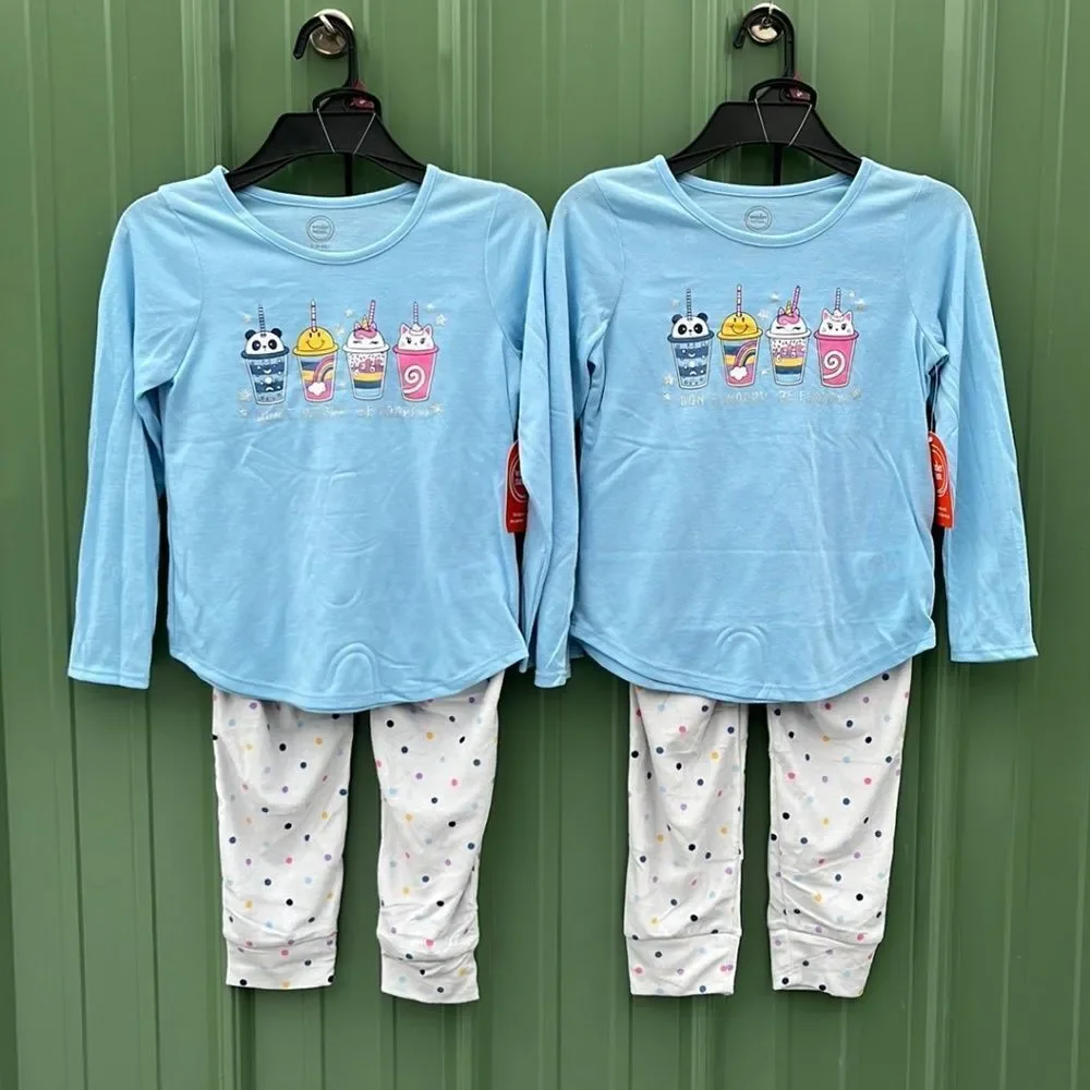 Long Sleeve Top with Jogger Pants Pajama Lounge Sleep 2pc Set 2-Pack Size S
