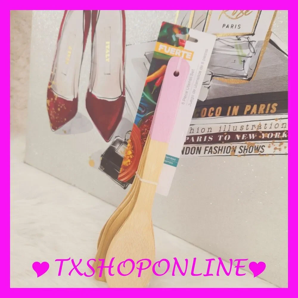 💗🥄6 pc bamboo utensil set🥄💗