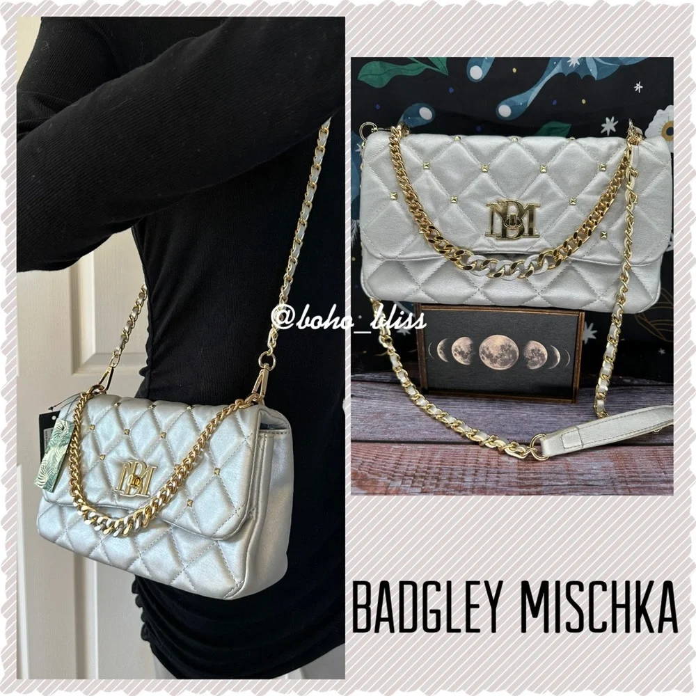 BADGLEY MISCHKA | Mixed Metals Soft Quilted Bag NWT