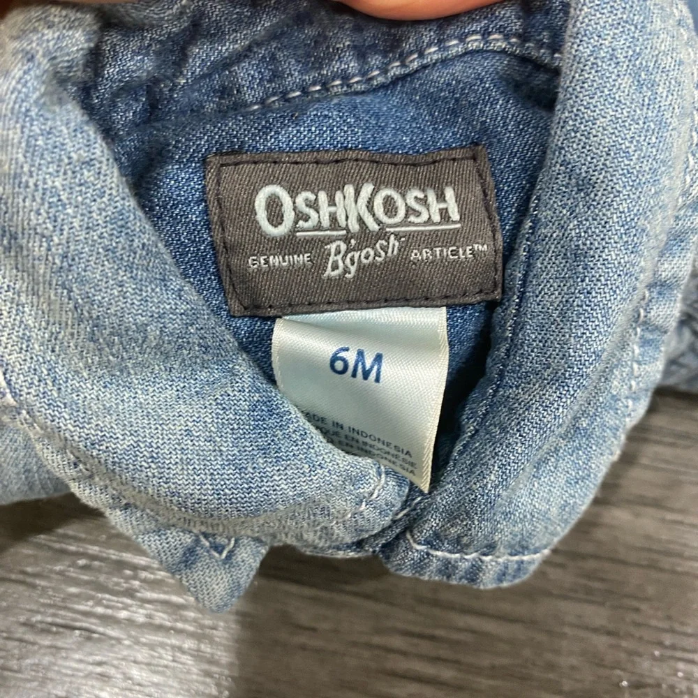 OshKosh B'gosh Baby Boy Denim Long Sleeve Onesie 6m Blue