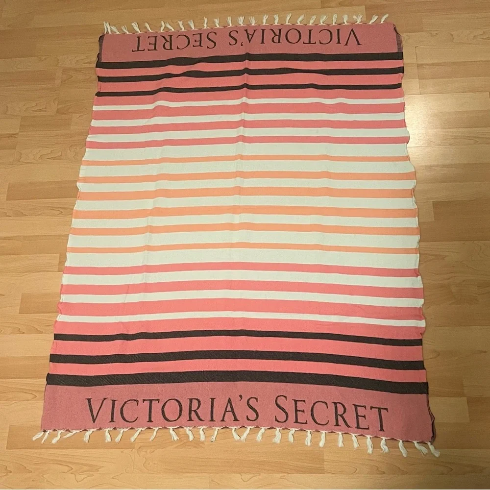 Victoria's Secret Limited Edition striped fringe beach blanket towel