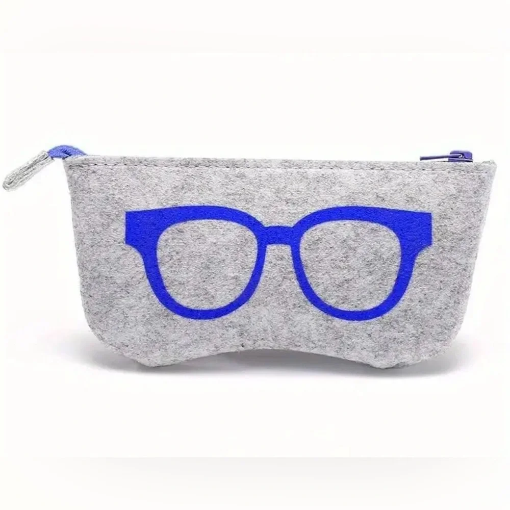 Glasses Pouch, NEW, Zip Top Fashion Glasses Case, Gray & Blue