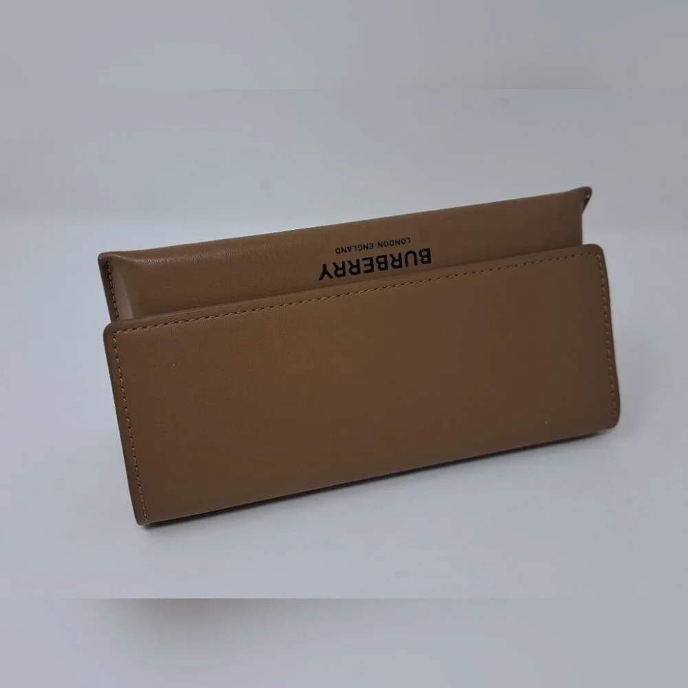 NWOT Burberry Sunglasses Case XL Brown Leather Authentic 7
