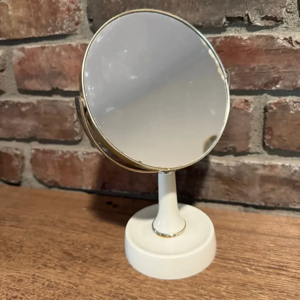 VTG Londonware White Plastic Standing Vanity mirror Double Sided 1970s bathroom