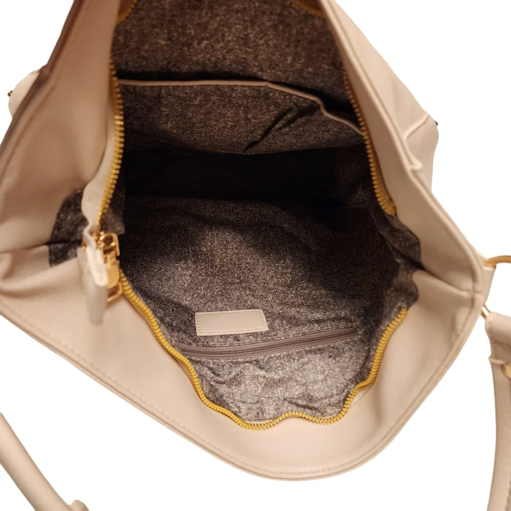 Quilted White Sand Hobo Bag