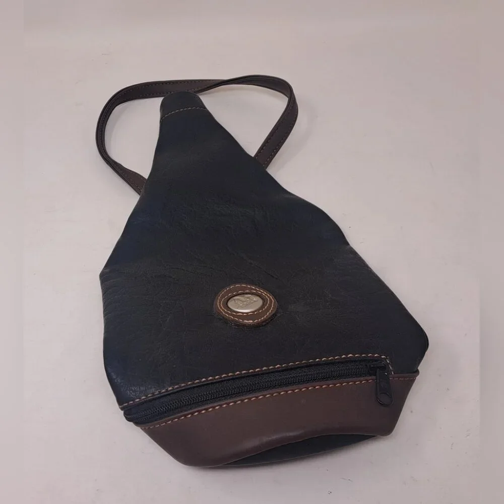 Vintage Mouflon Canada Real Leather Wine Bottle Flask Carrier Bag Carry Handle
