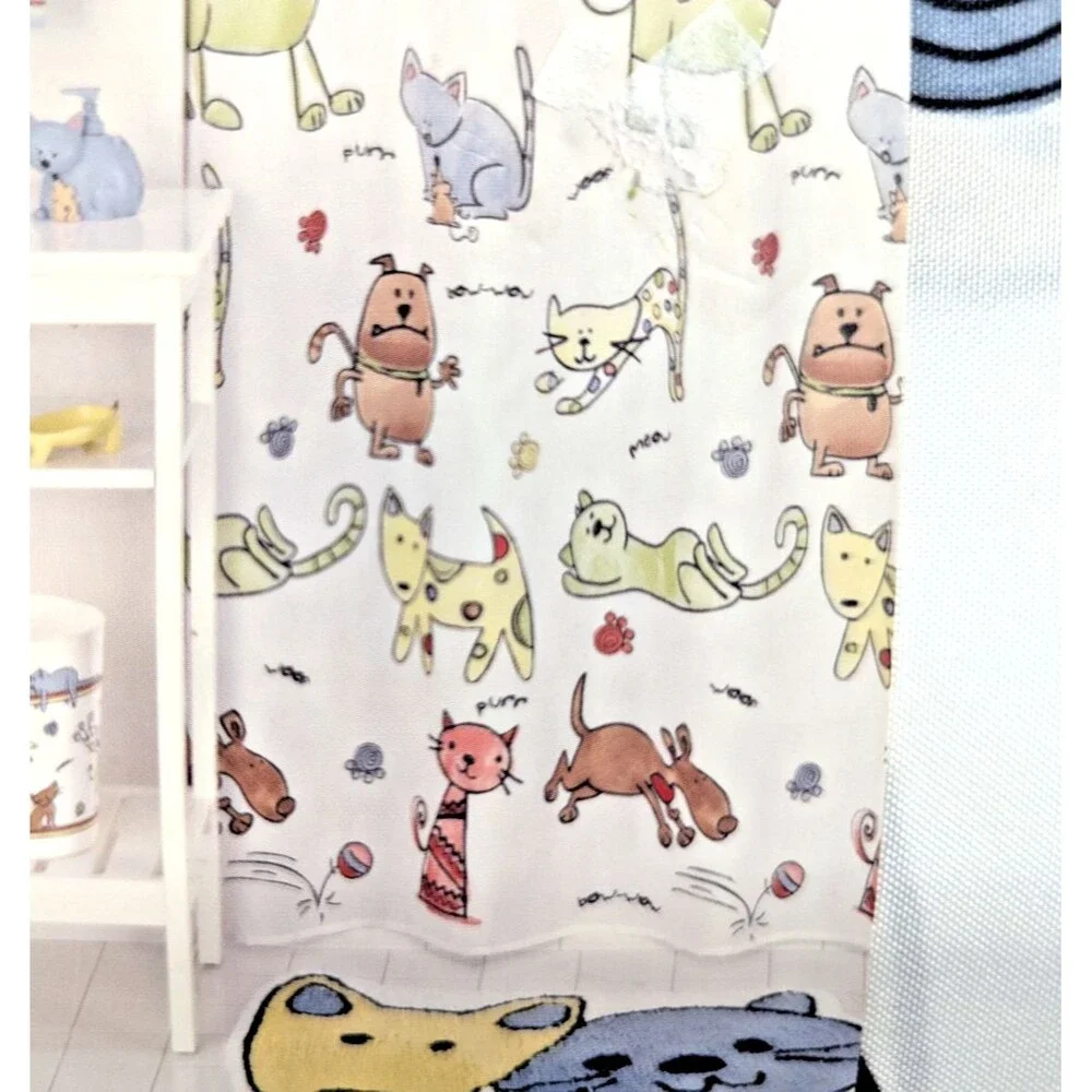 Essential Home Silly Cats and Dogs Fabric Shower Curtain Polyester 70 x 72 inch