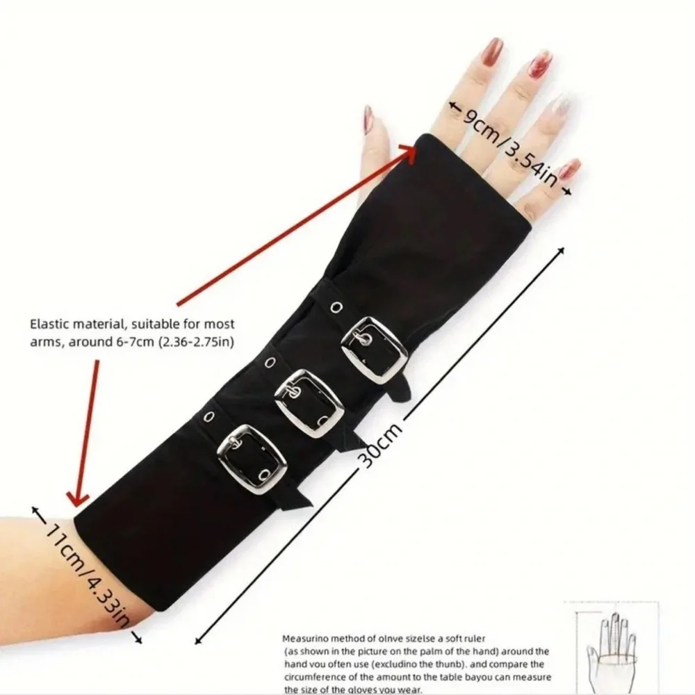 New-Black fingerless sleeves with buckle accents #goth #grunge