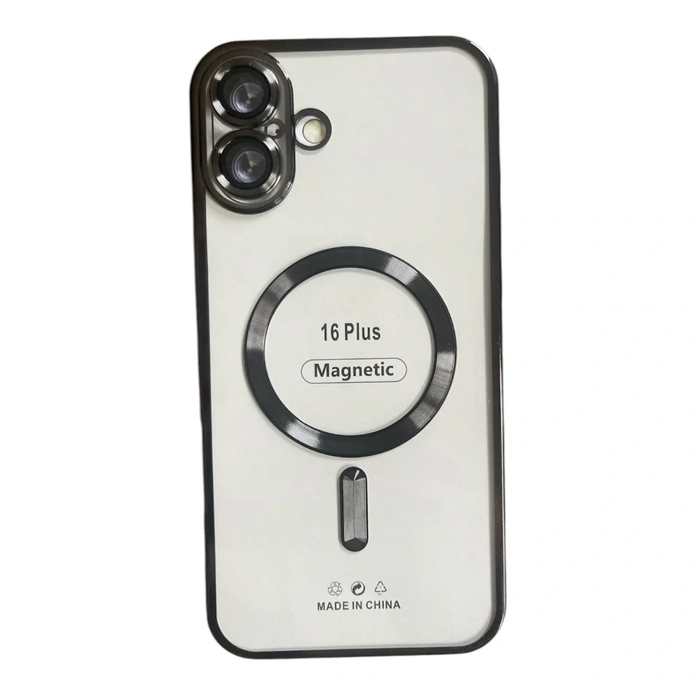 Luxury iPhone 16 Plus Magnetic Titanium Phone Case in Black
