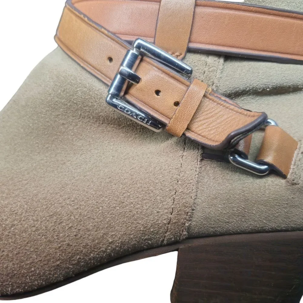 Coach Pauline Tan Suede Side Zip Ankle Bootie 7.5